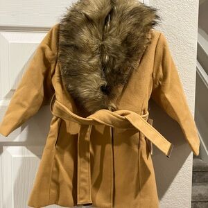 NWT Ivy City Co Mini Sloane Coat in Camel with Detachable Faux Fur Collar